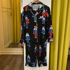 JODIFL Christmas Toy Soldier Print Pajama Set in Black